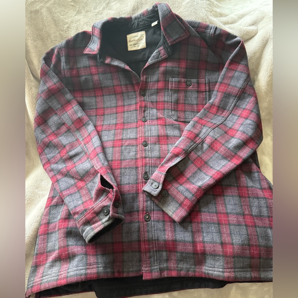 Weatherproof Red and Gray Plaid Button Down Shirt